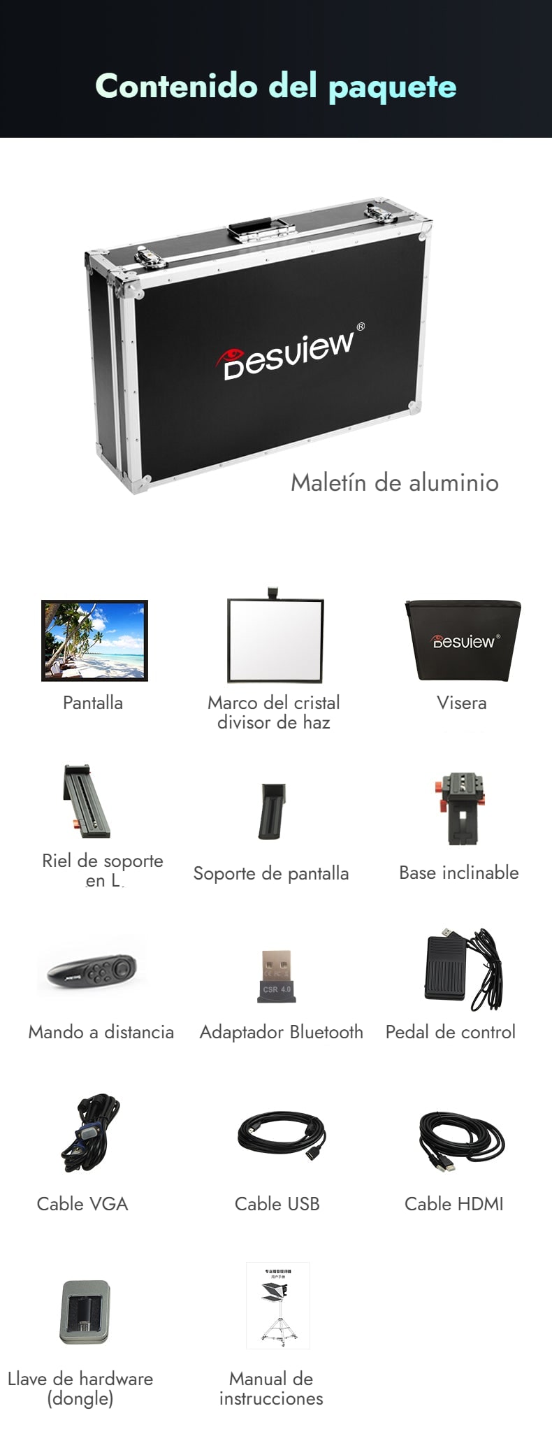Contenido del paquete Desview T15