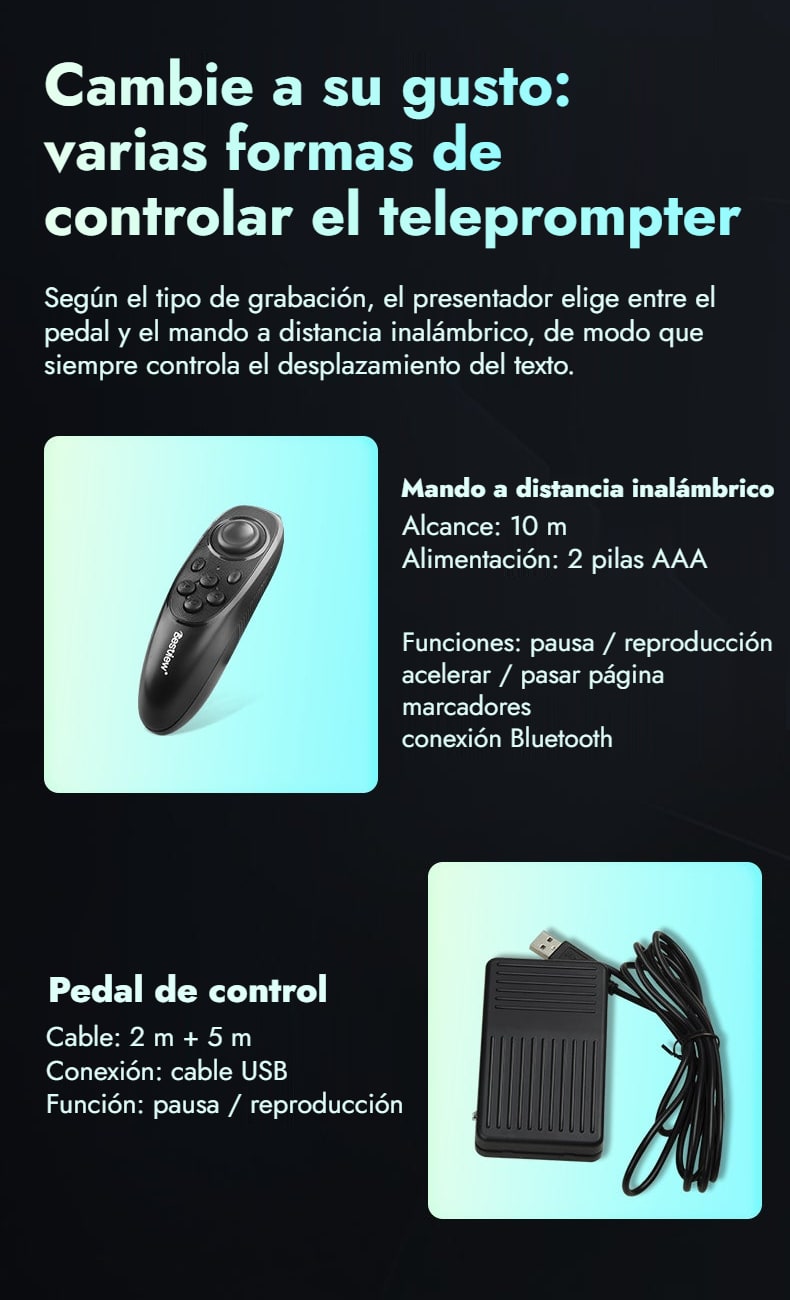 Mando a distancia y pedal de control