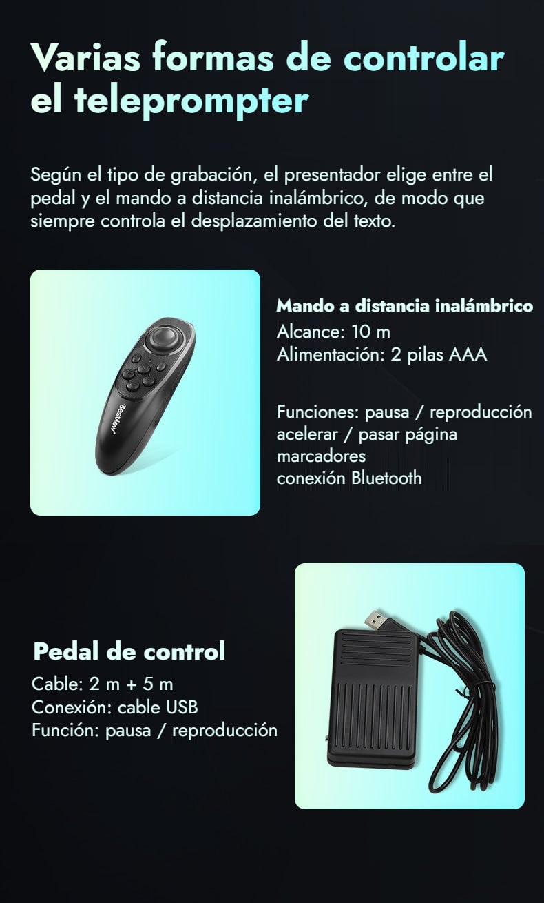 Mando a distancia y pedal de control
