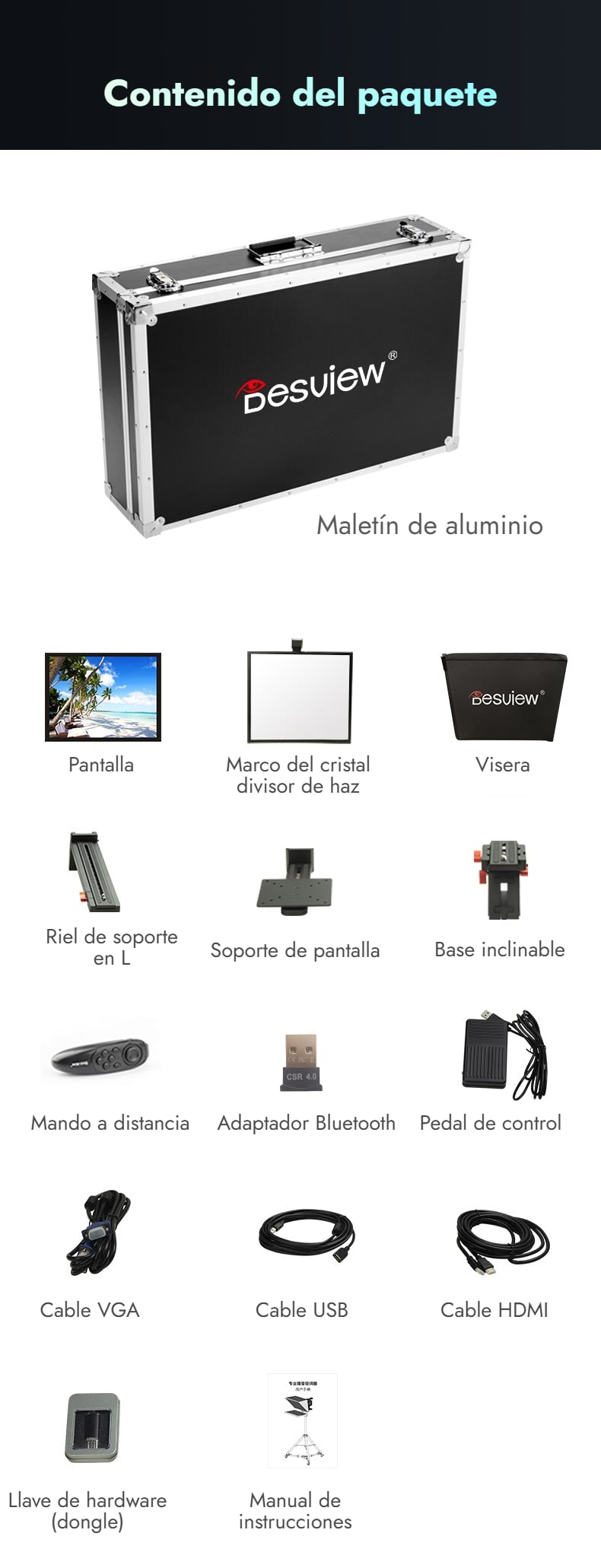 Contenido del paquete Desview T22