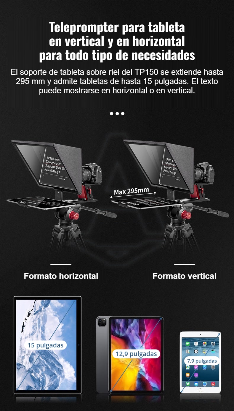 Tabletas de hasta 15 pulgadas en horizontal o vertical