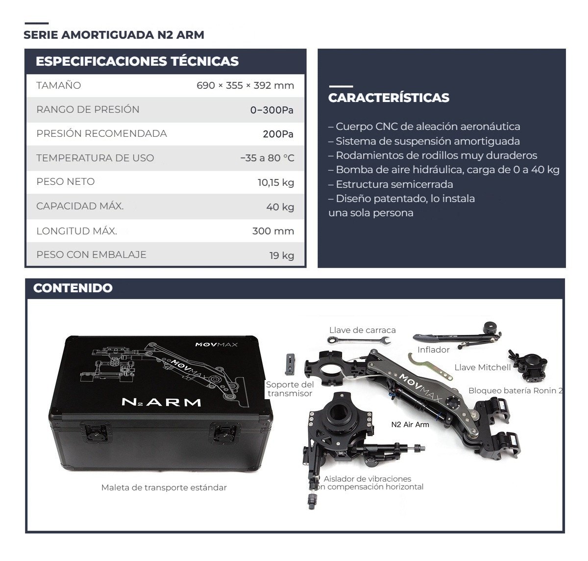 Especificaciones y contenido