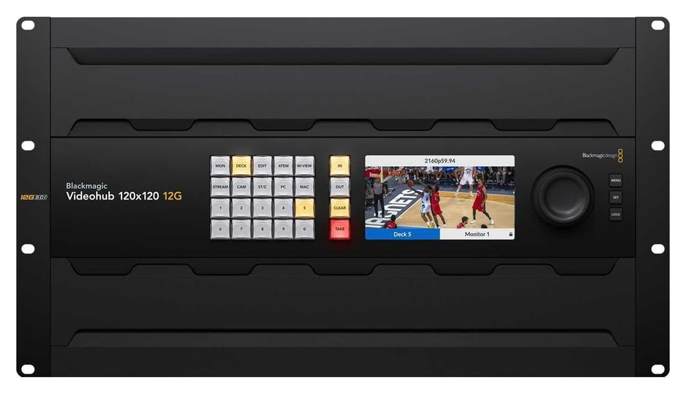 Blackmagic Videohub 120x120 12G – Imagen en directo en la LCD antes de conmutar