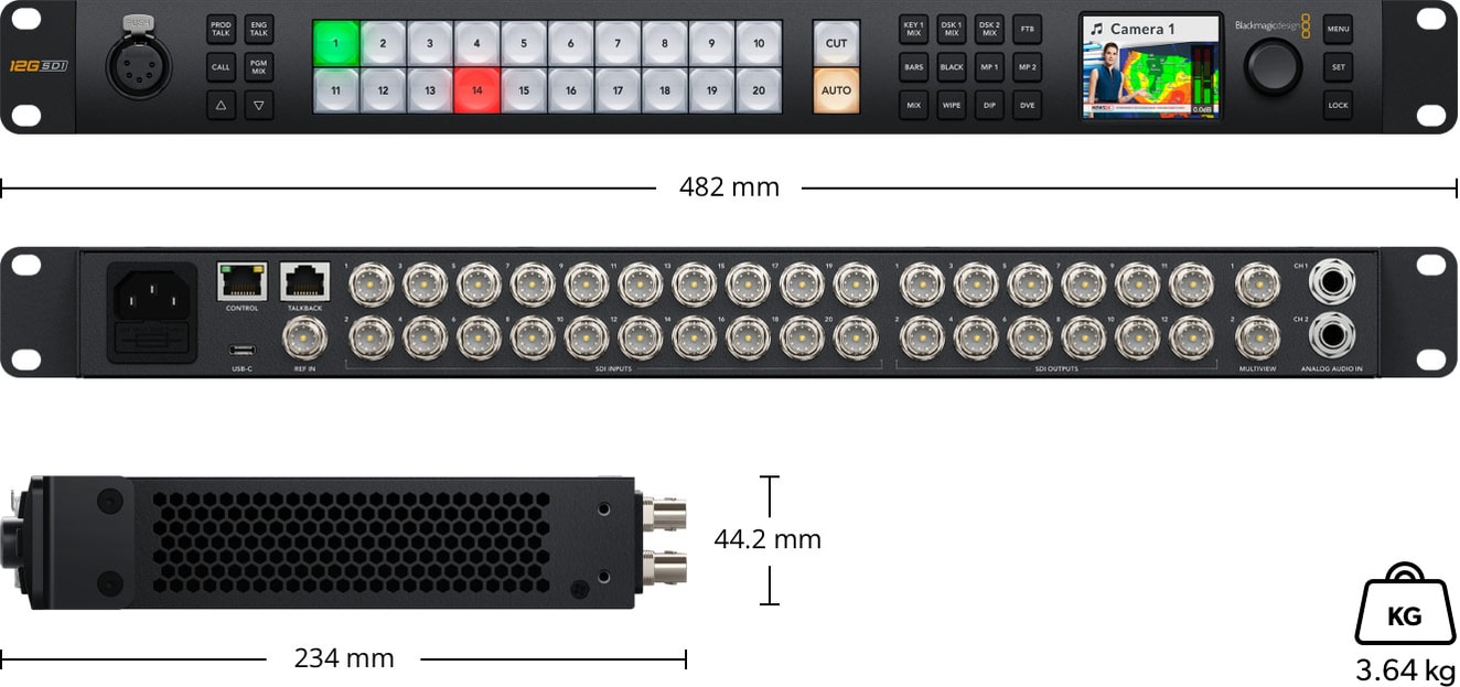 ATEM 2 M/E Constellation 4K – Dimensiones y peso