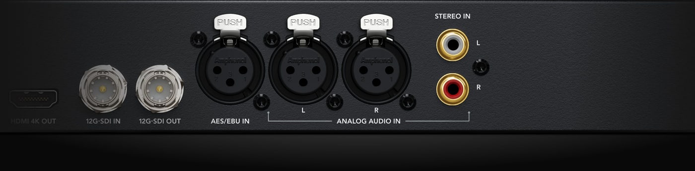 Blackmagic Audio Monitor 12G G3 – Entradas analógicas y digitales