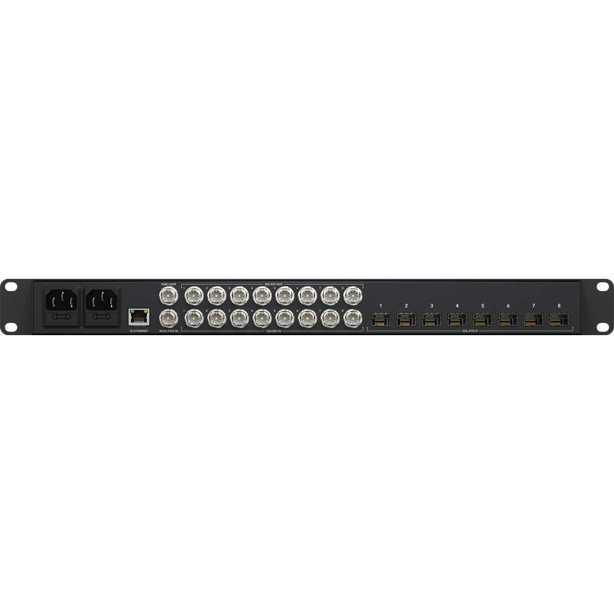 Panel posterior con conectores 12G-SDI y SFP