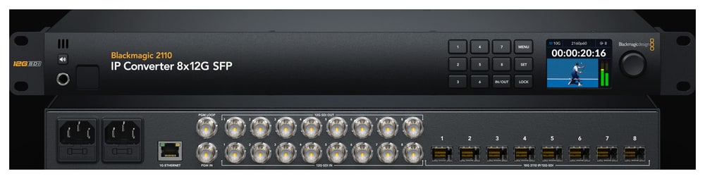 Blackmagic 2110 IP Converter 8x12G SFP – Ocho canales en ambos sentidos