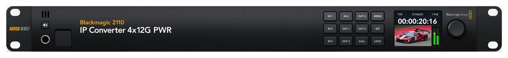 Blackmagic 2110 IP Converter 4x12G PWR – Panel de control con pantalla LCD