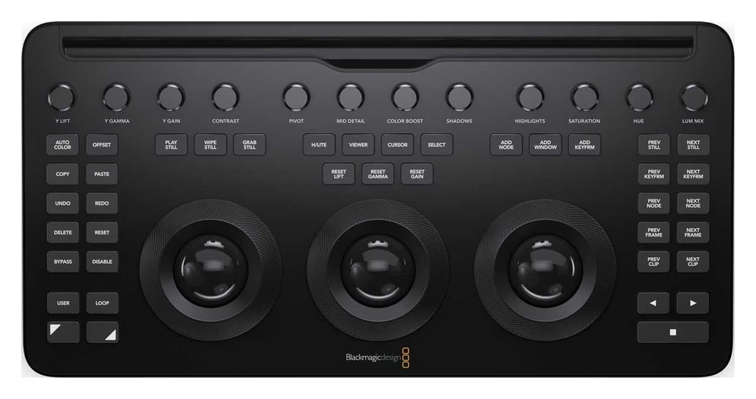 DaVinci Resolve Micro Color Panel – Tres trackballs con anillos