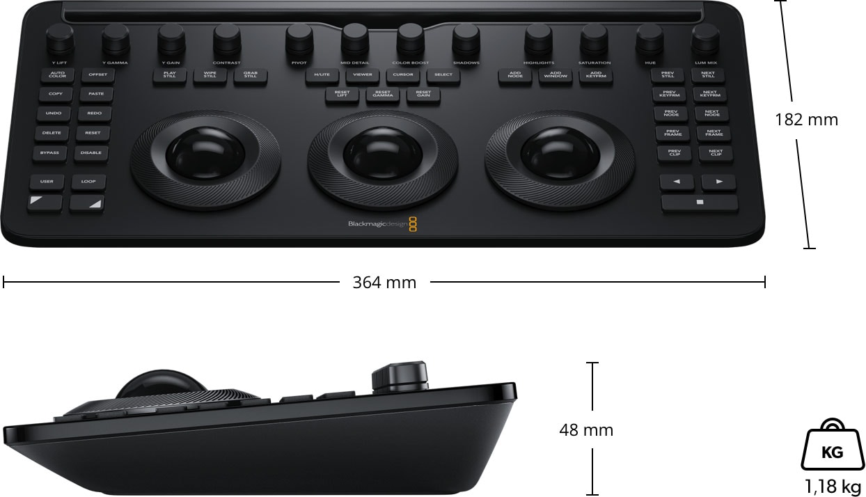 DaVinci Resolve Micro Color Panel – Dimensiones y peso