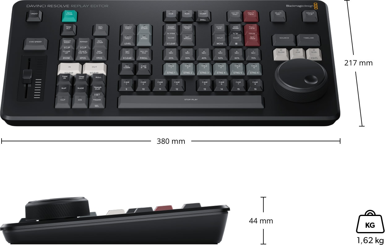 DaVinci Resolve Replay Editor – Dimensiones y peso