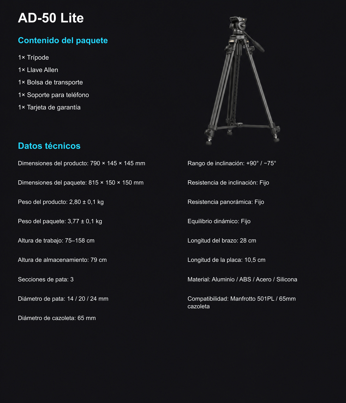 SmallRig AD-50 Lite 4684 – infografía en español – 10/12