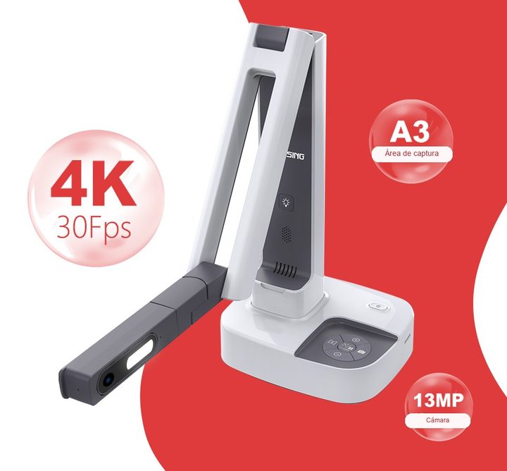 Infografía Joyusing V513: área de captura A3, cámara de 13 MP y vídeo 4K a 30 fotogramas por segundo