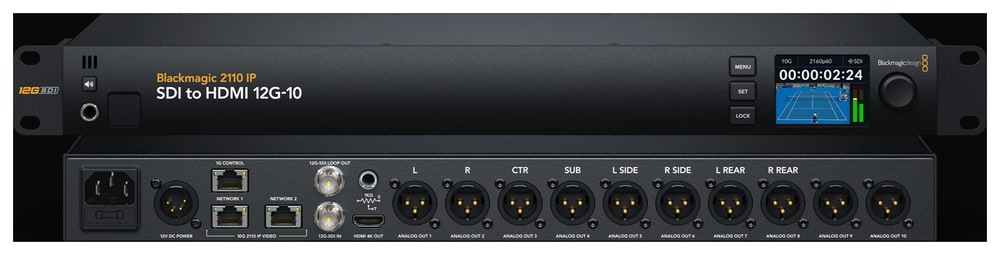 Blackmagic 2110 IP SDI to HDMI 12G-10 – Diez salidas para sonido envolvente