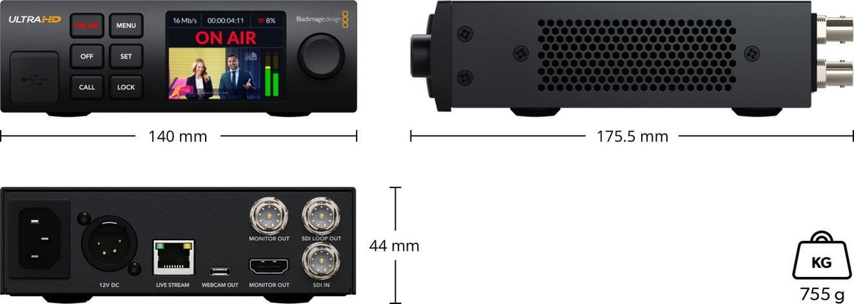 Blackmagic Streaming Encoder 4K – Dimensiones y peso