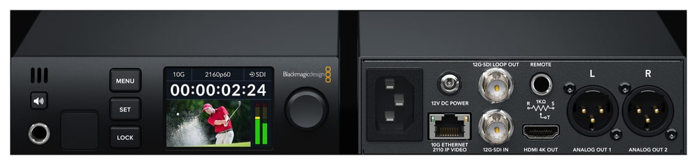 Blackmagic 2110 IP SDI to HDMI 12G – Parte de una infraestructura IP gestionada