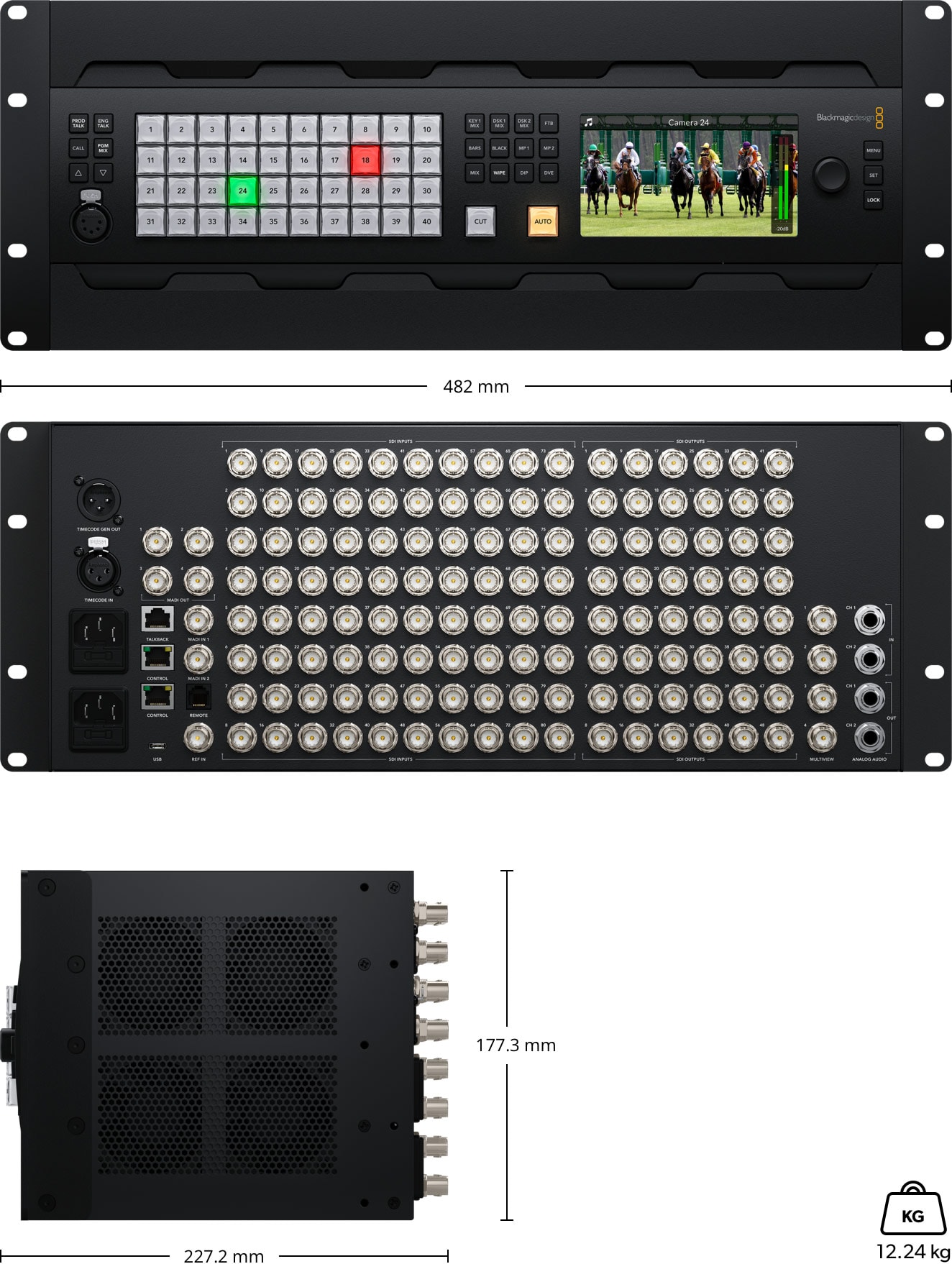 ATEM 4 M/E Constellation 4K Plus – Dimensiones y peso