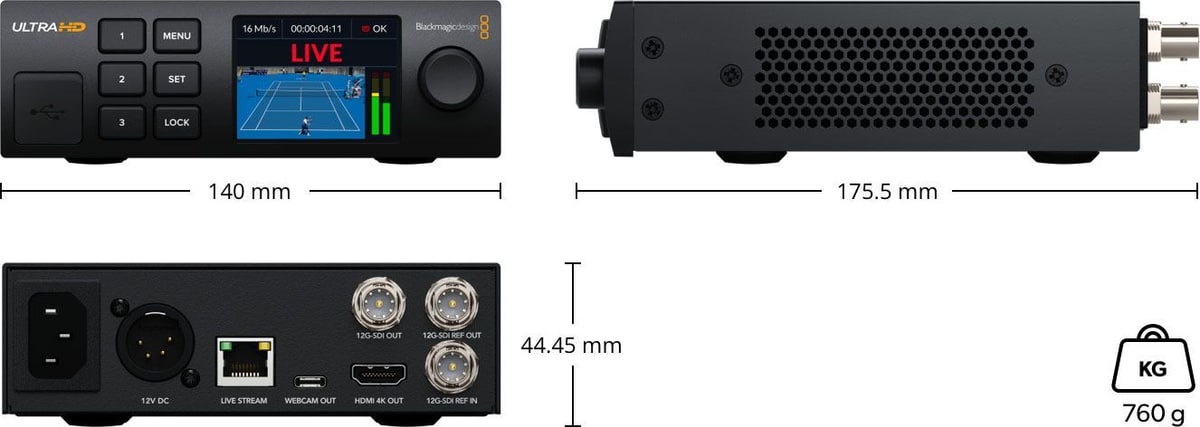 Blackmagic Streaming Decoder 4K – Dimensiones y peso
