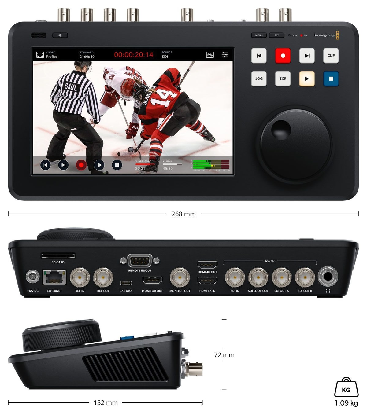HyperDeck Shuttle 4K Pro 2TB – Dimensiones y peso