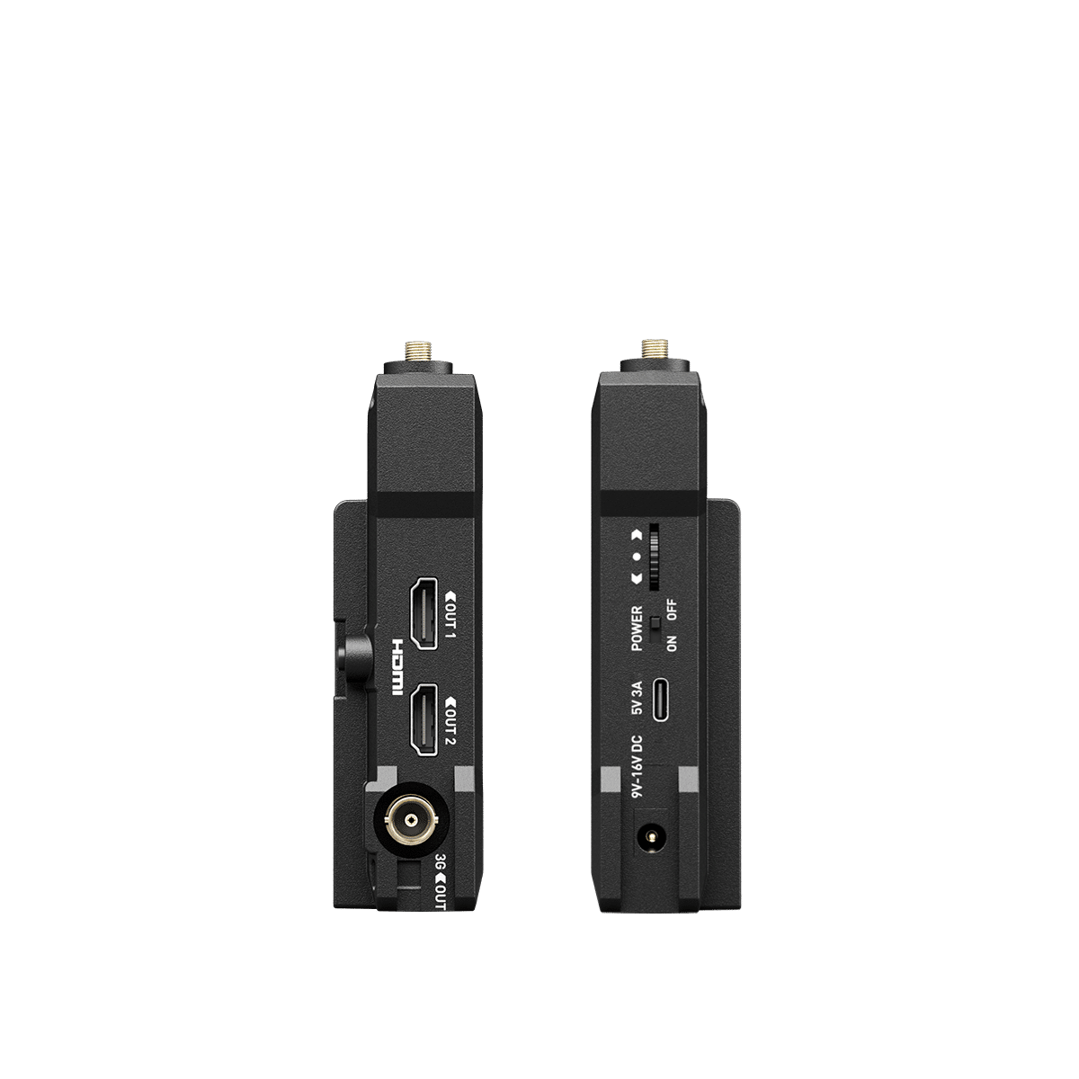 Conexiones duales HDMI, 3G-SDI y de alimentación del Atomos RX