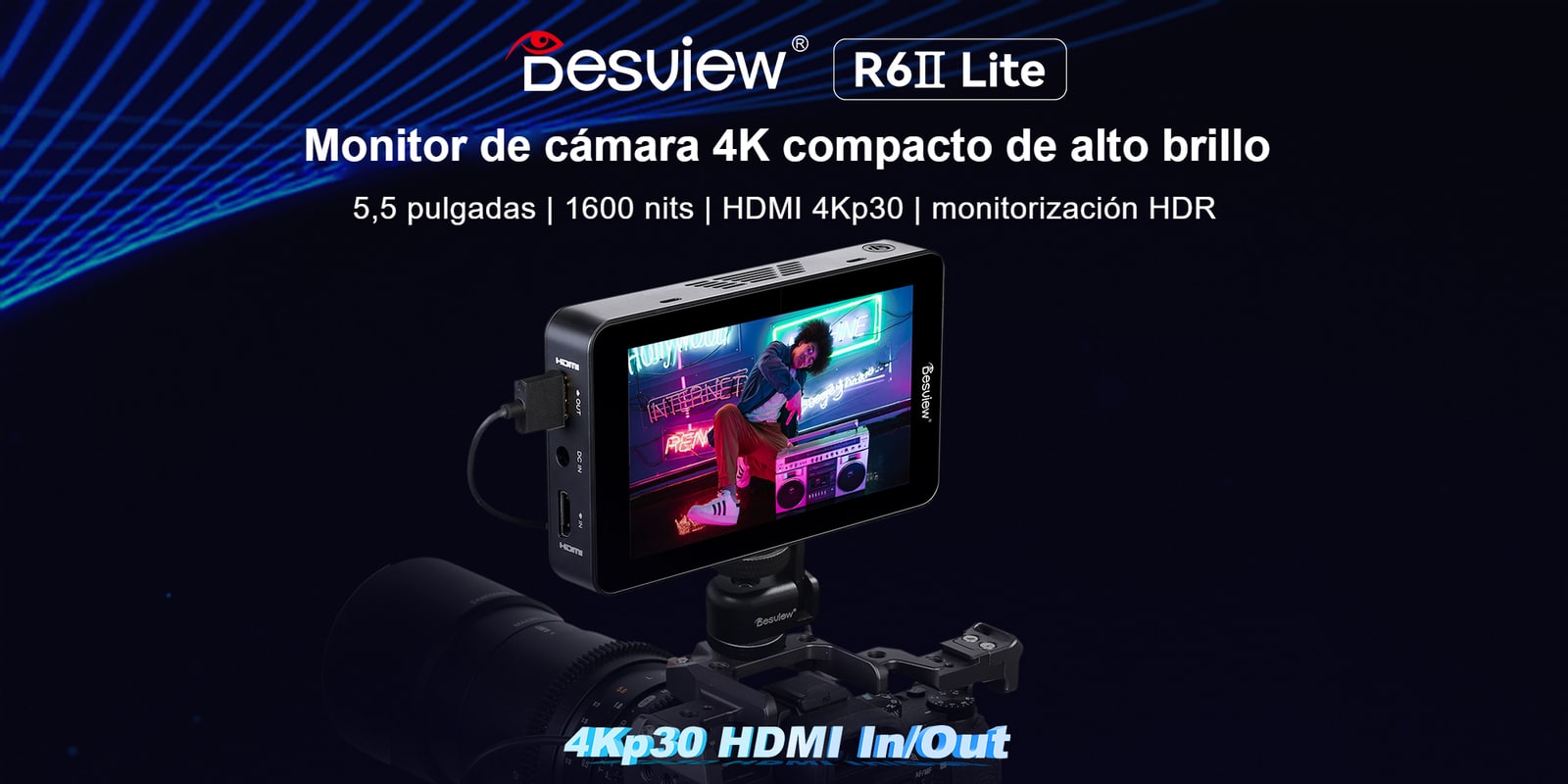 Desview R6II Lite – monitor de cámara 4K compacto de alto brillo