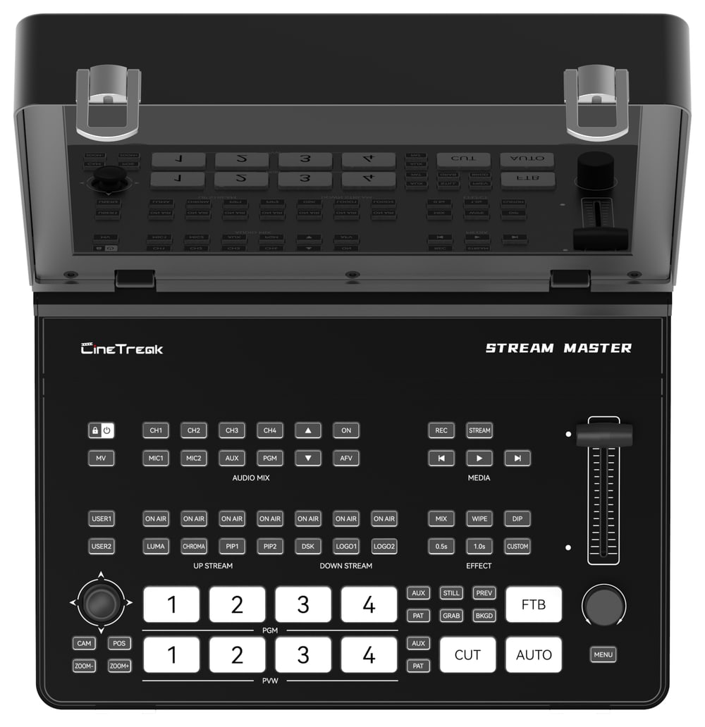 CineTreak Stream Master – Botones, T-bar y transiciones