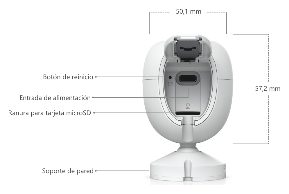 Ubiquiti UniFi Protect G6 Instant, blanco – La cámara en detalle y dimensiones