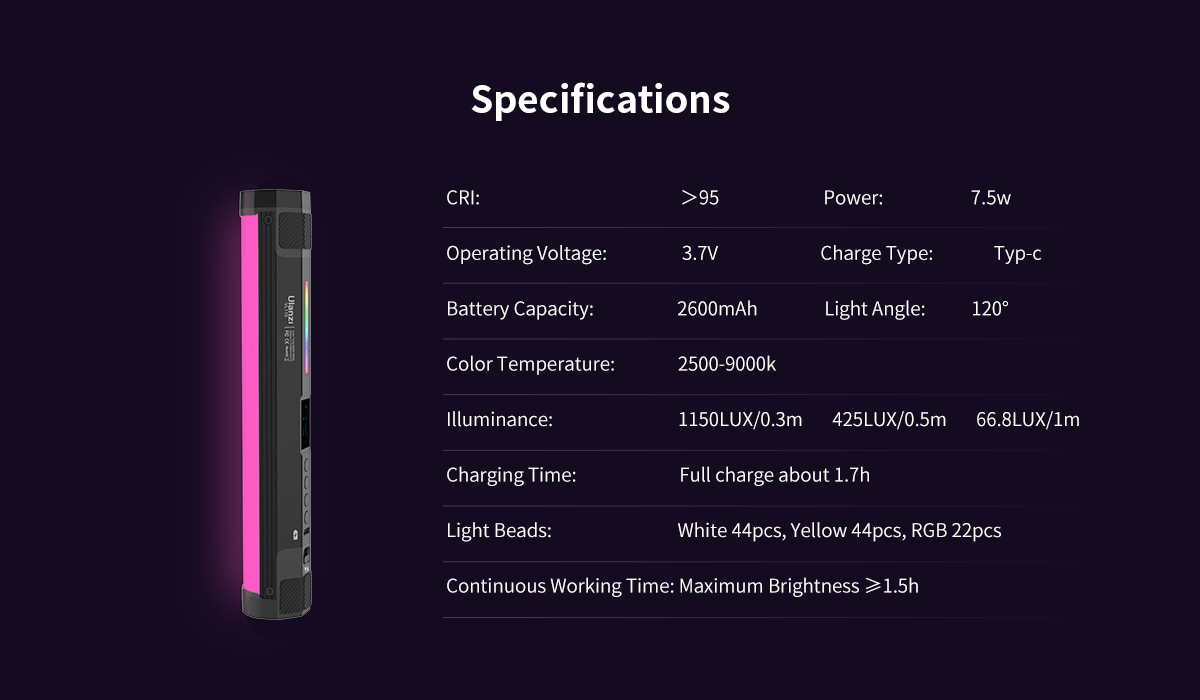 Ulanzi VL110 Magnetic RGB LED Tube Light (9.4