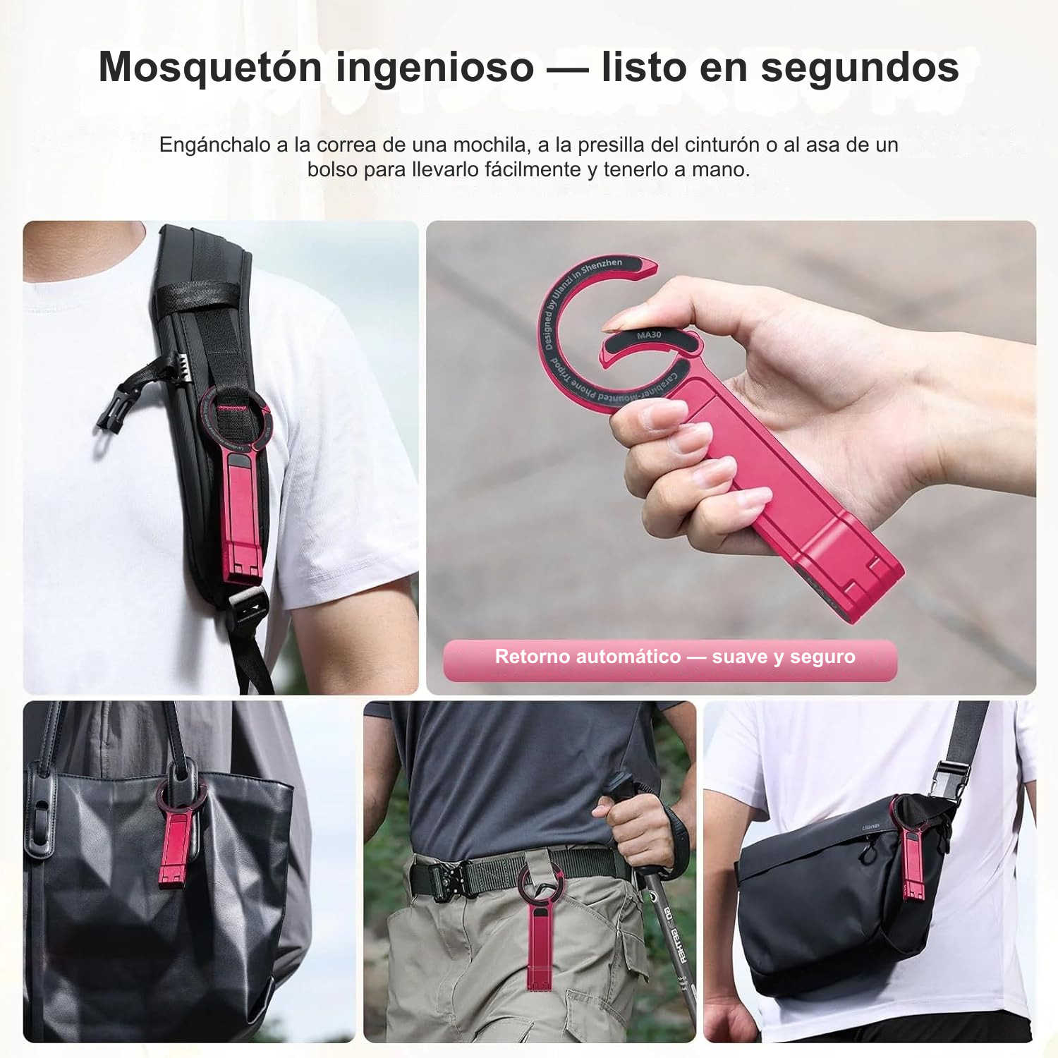 Mosquetón ingenioso — listo en segundos