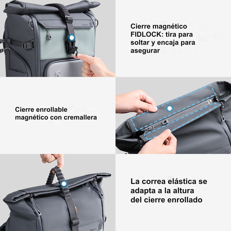 Cierre enrollable magnético con cremallera