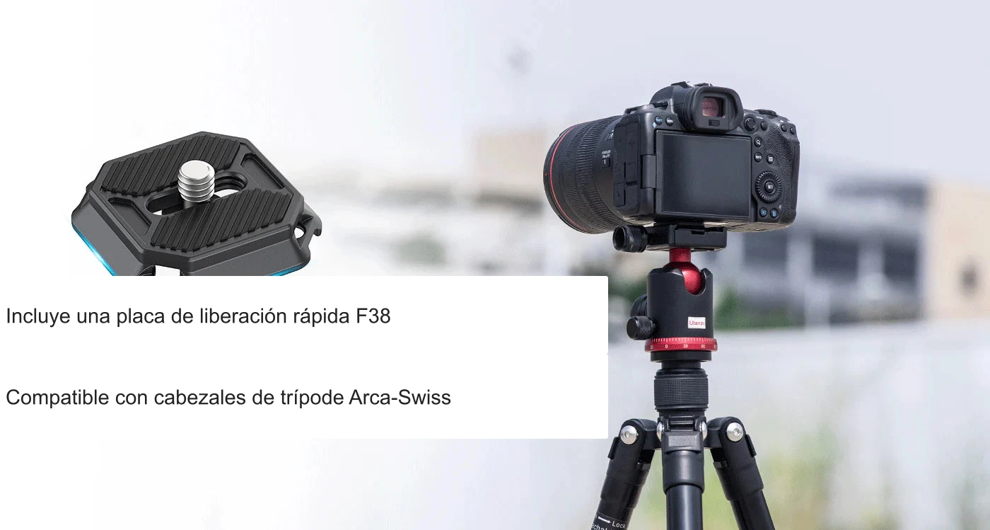Compatible con todas las placas de liberación rápida F38 y la mayoría de las placas Arca-Swiss
