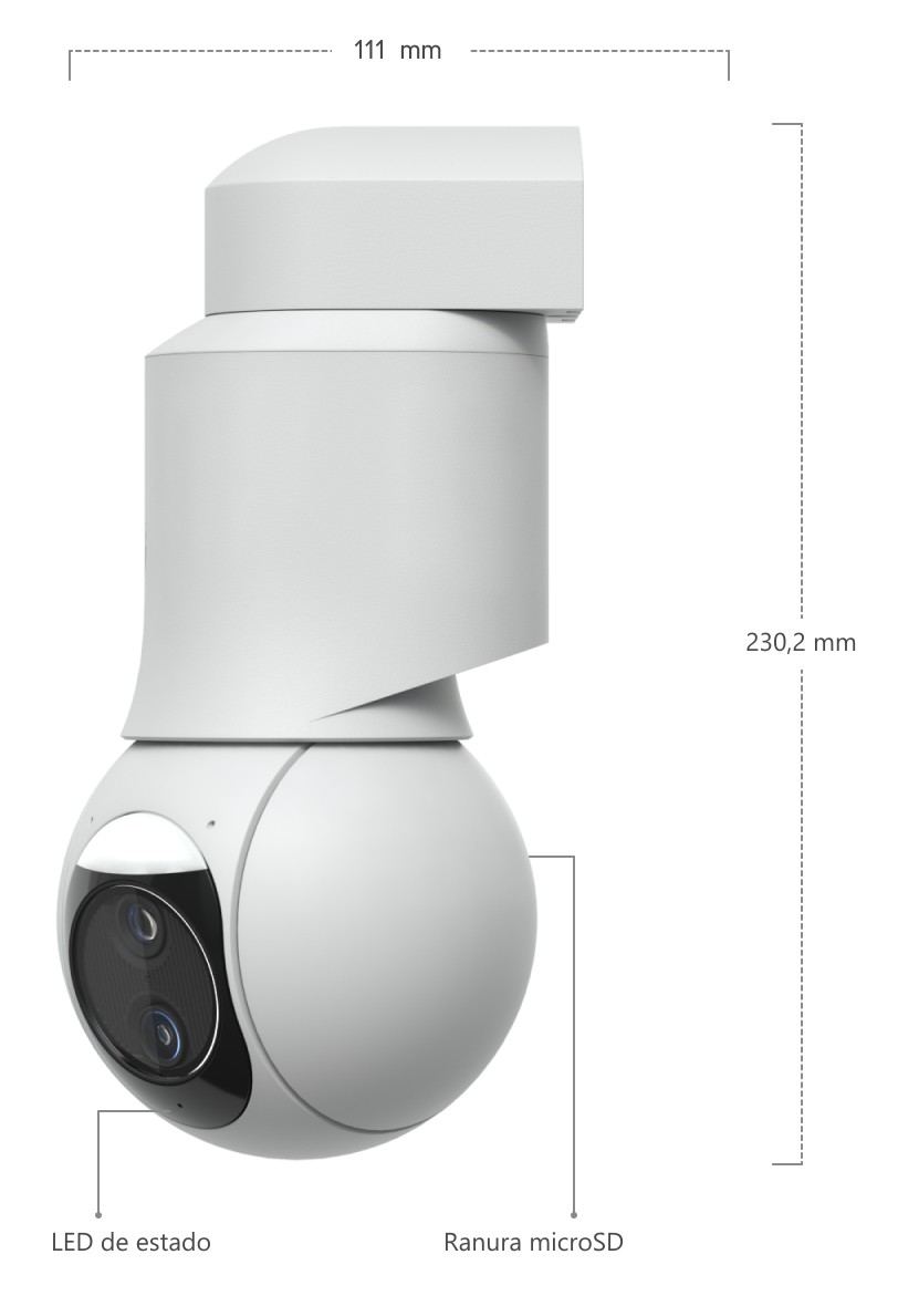 Ubiquiti UniFi Protect G6 PTZ, blanco – dimensiones de la cámara con brazo de montaje