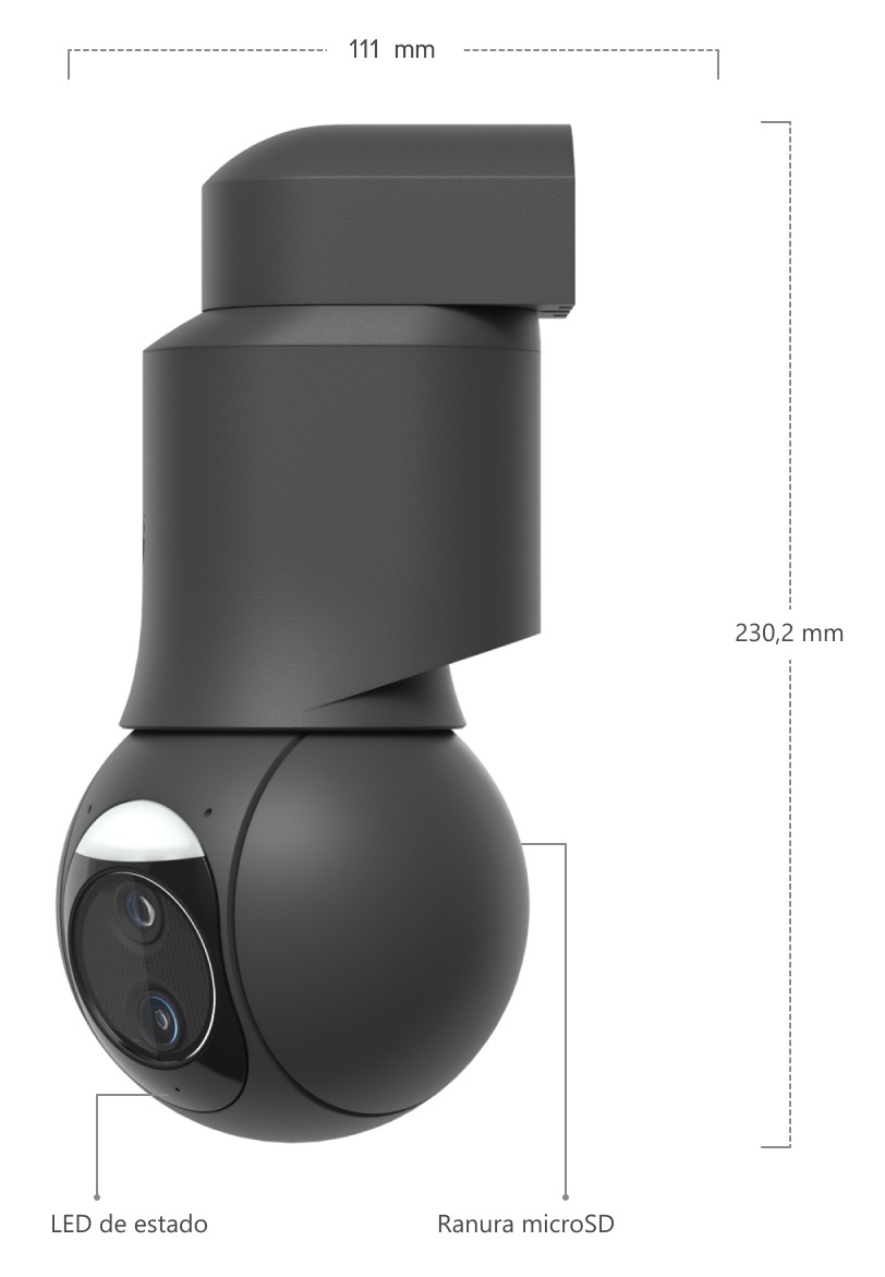 Ubiquiti UniFi Protect G6 PTZ, negro – dimensiones de la cámara con brazo de montaje