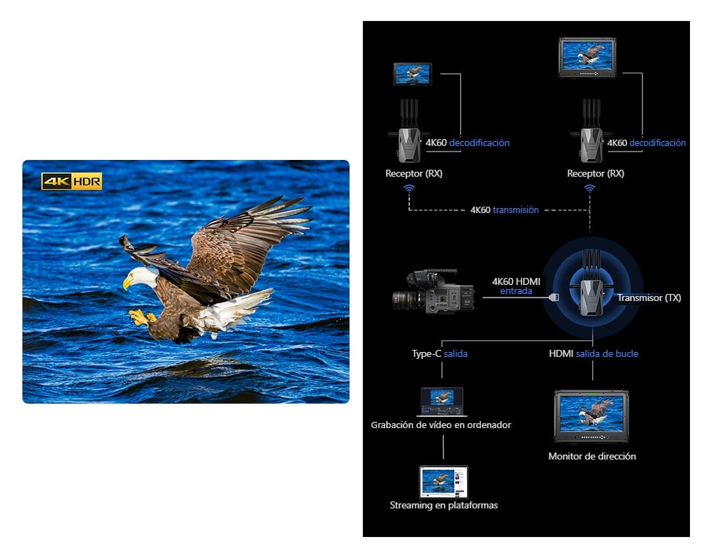 Ultra-HD 4K y alta velocidad de transmisión de 24 Mb/s