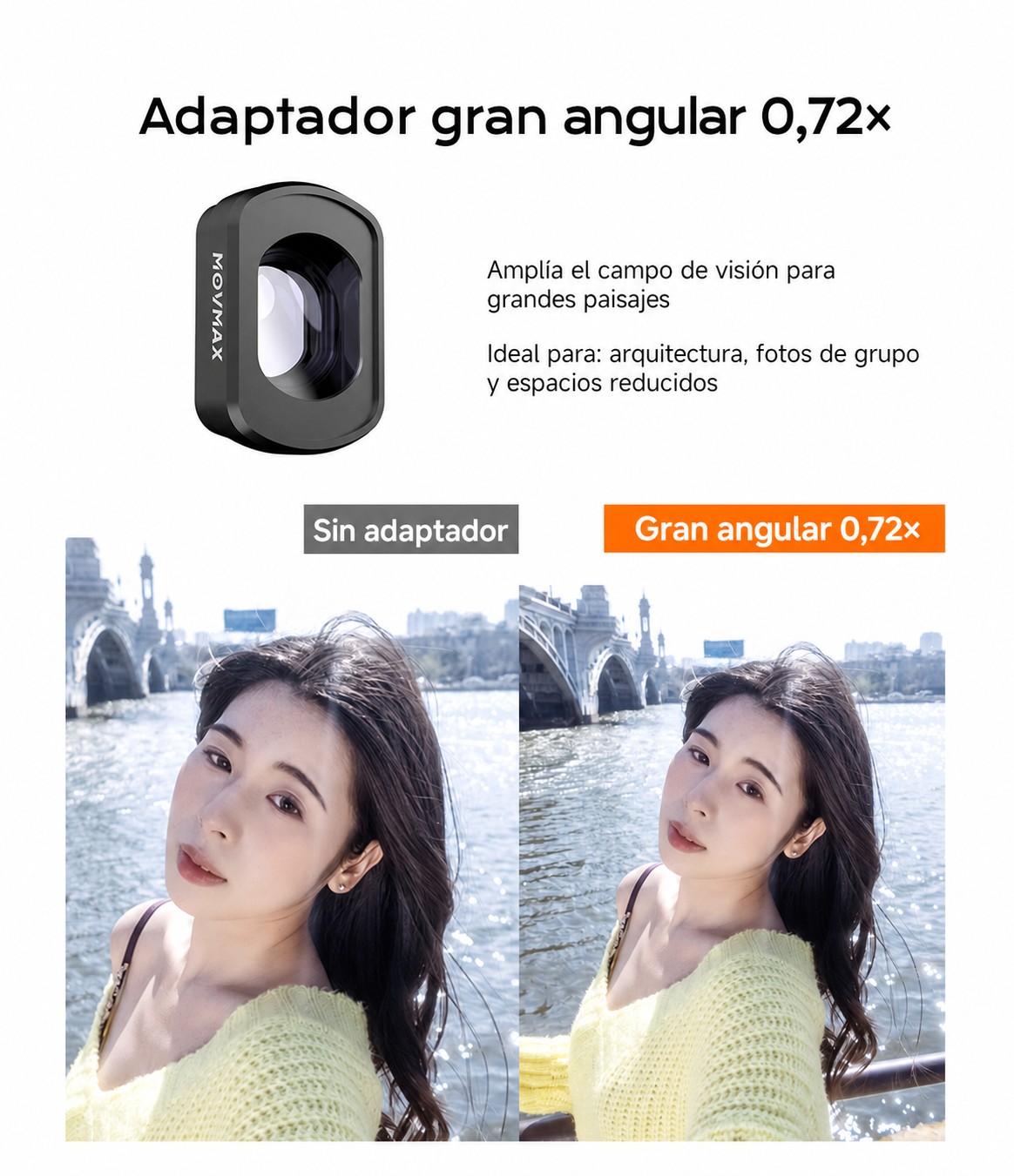 Adaptador MOVMAX 0,72× montado en DJI Pocket 3