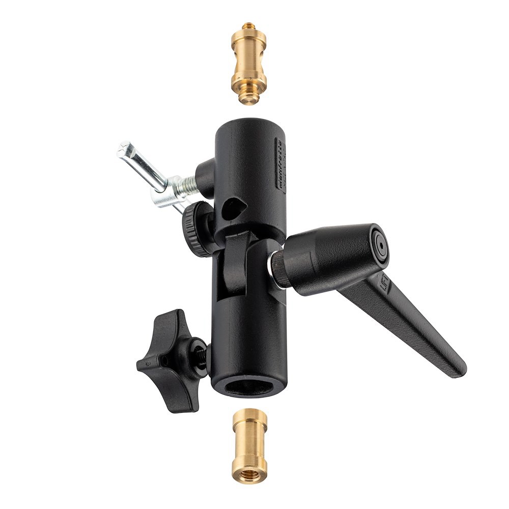 Manfrotto 026 con los pasadores de 5/8 pulgadas desmontados