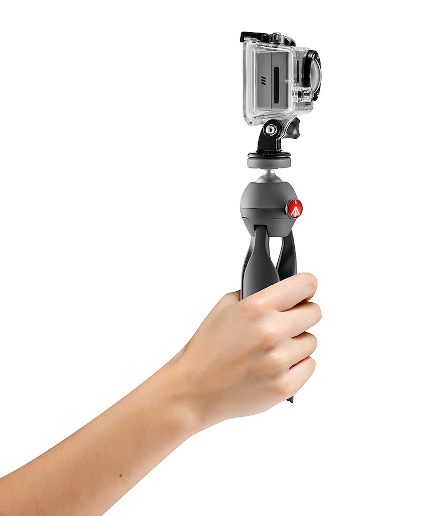 PIXI Xtreme como empuñadura con una cámara GoPro ilustrativa no incluida