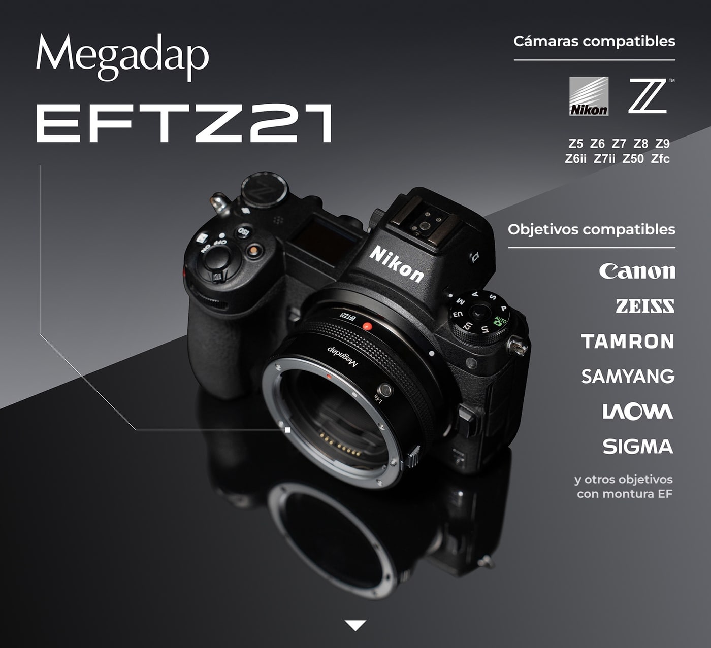 Megadap EFTZ21 – Cámaras y objetivos compatibles