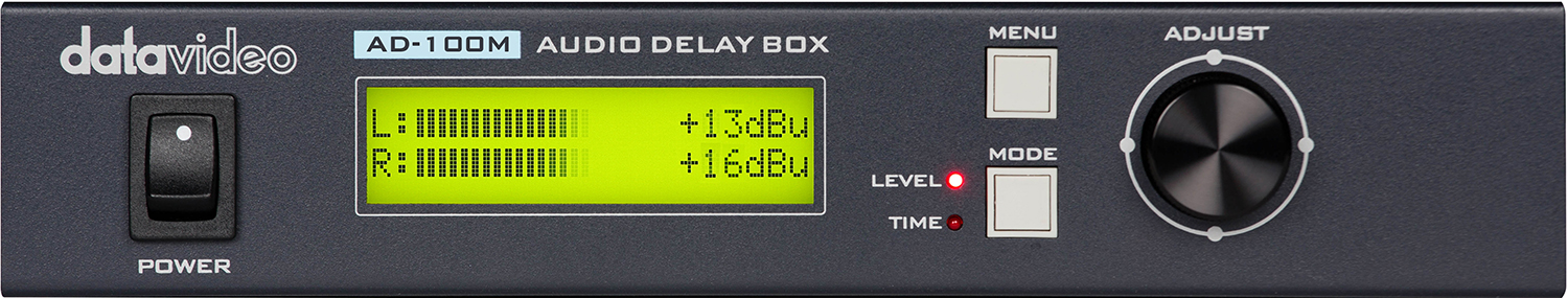 Panel frontal con pantalla SMT LCD, botones MENU y MODE y control ADJUST