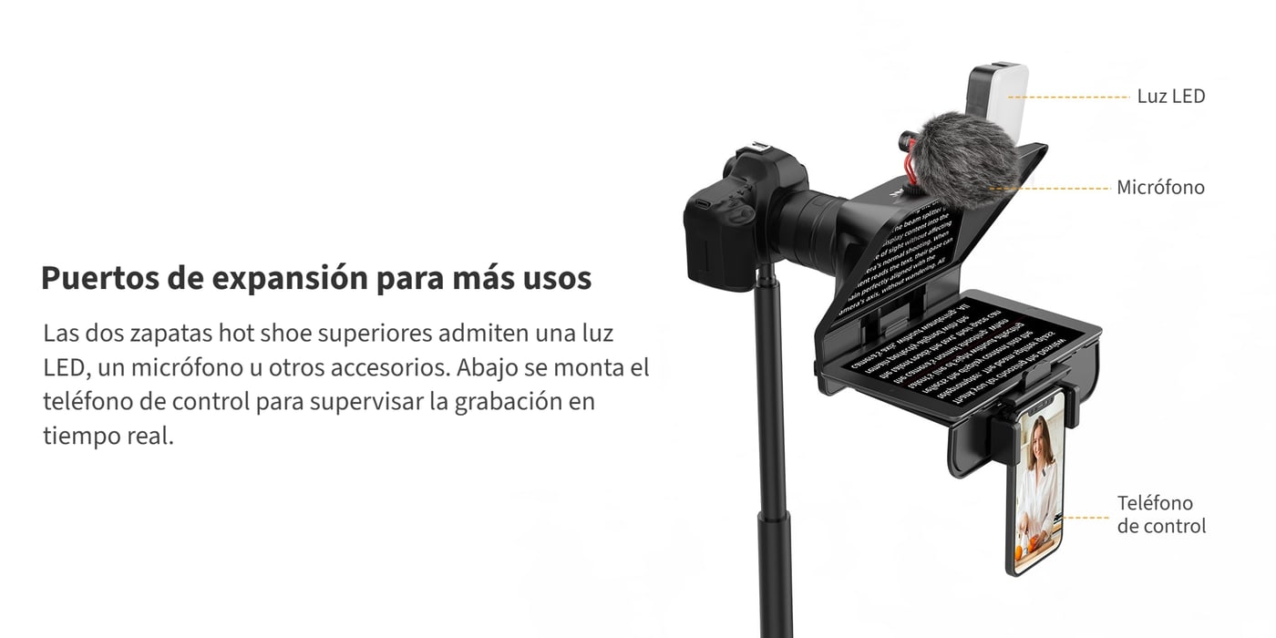 Dos zapatas hot shoe y teléfono de control