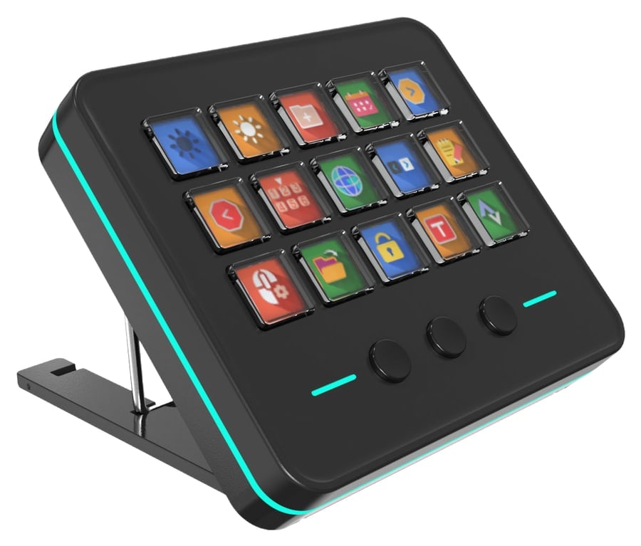 15 teclas LCD sobre un soporte