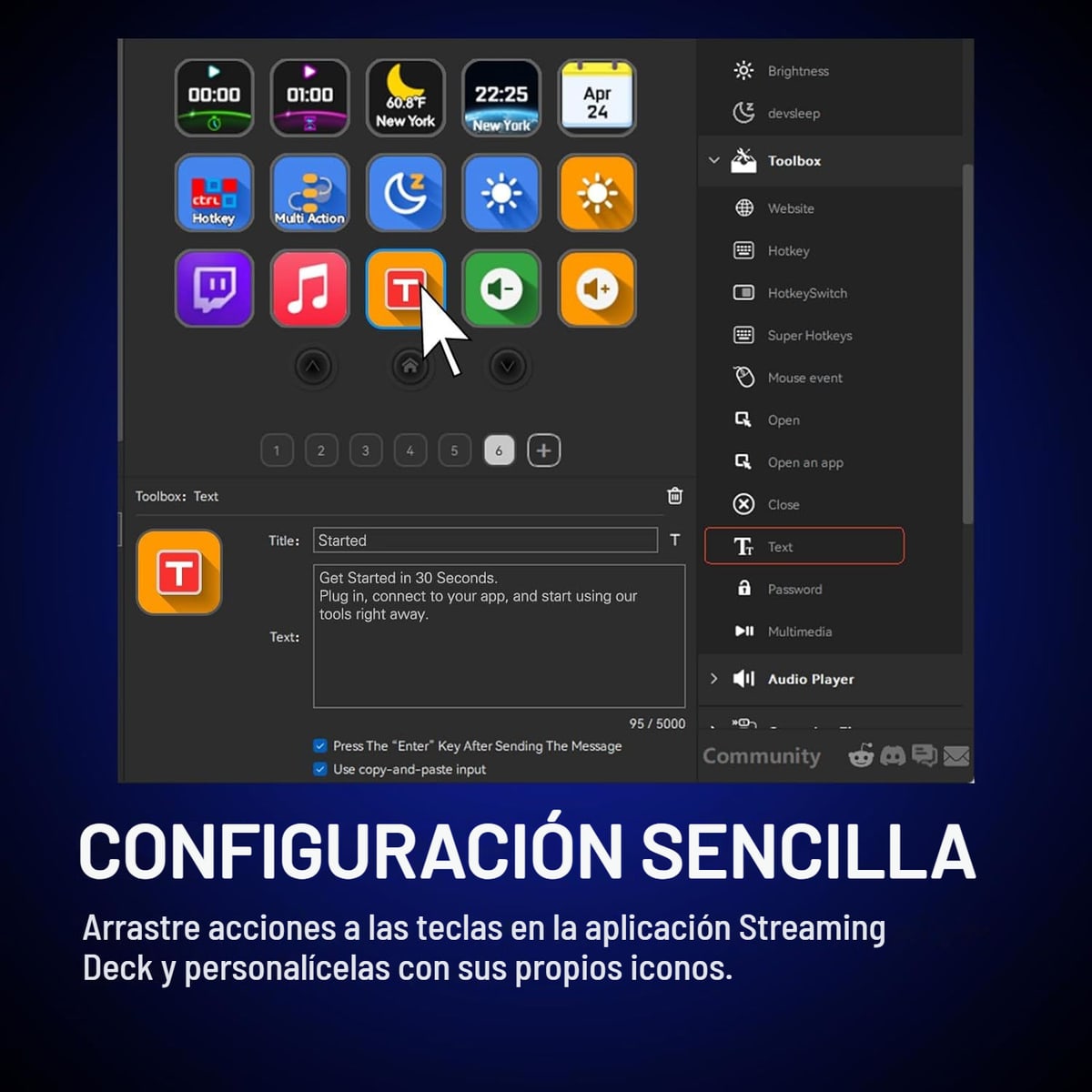 Configuración en la aplicación Streaming Deck