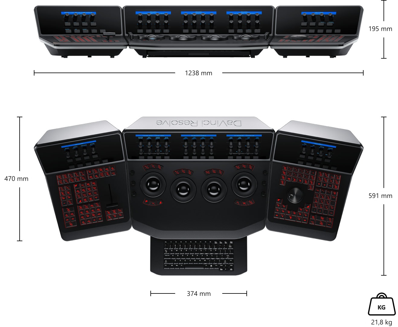DaVinci Resolve Advanced Panel – Dimensiones y peso