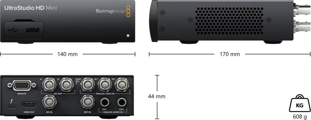 Blackmagic Design UltraStudio HD Mini – Dimensiones y peso