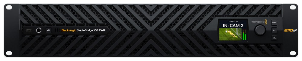 Blackmagic StudioBridge 10G PWR – Supervisión en el frontal