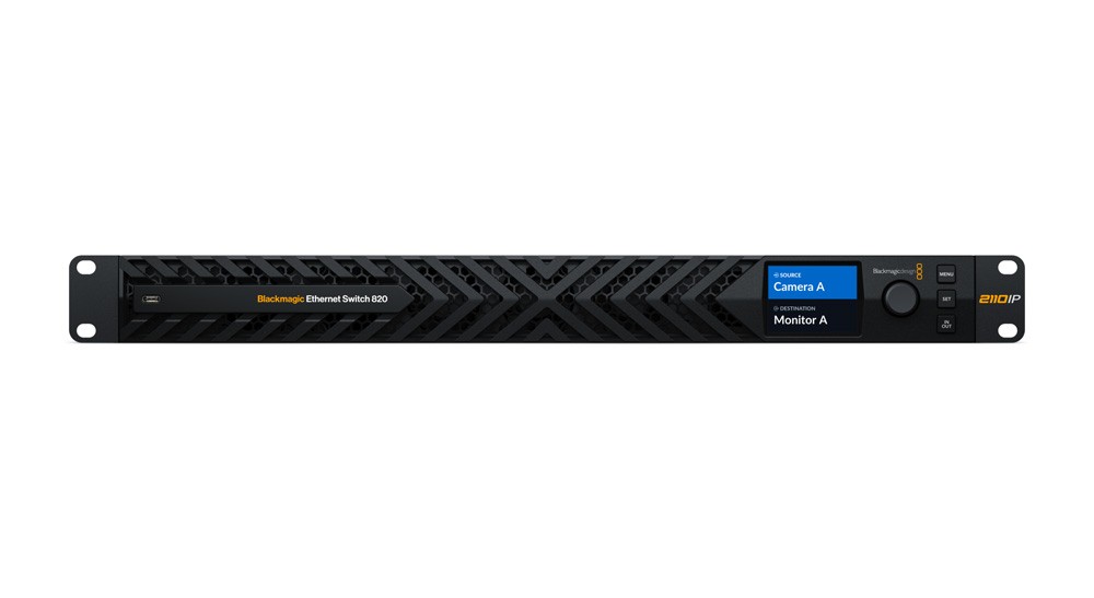 Panel frontal de Blackmagic Ethernet Switch 820