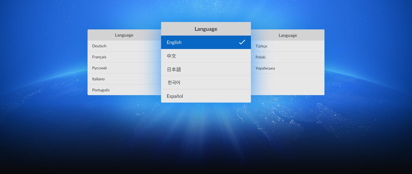 HyperDeck ISO Recorder 100G – Menús en 13 idiomas