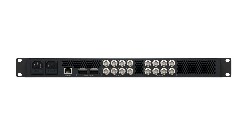 Panel trasero con 12G-SDI, 100G y alimentación redundante