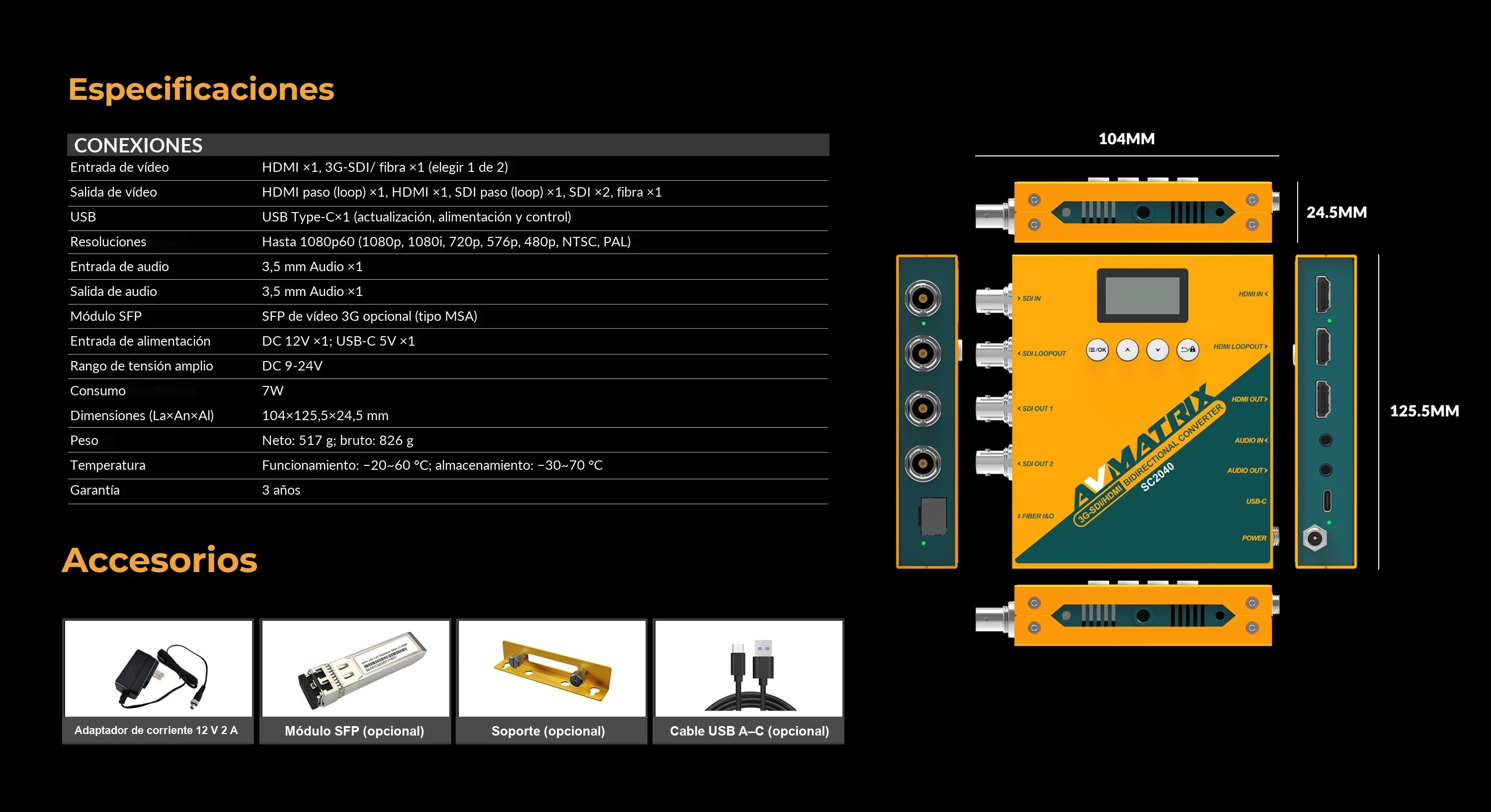 AVMATRIX SC2040 TX – infografía