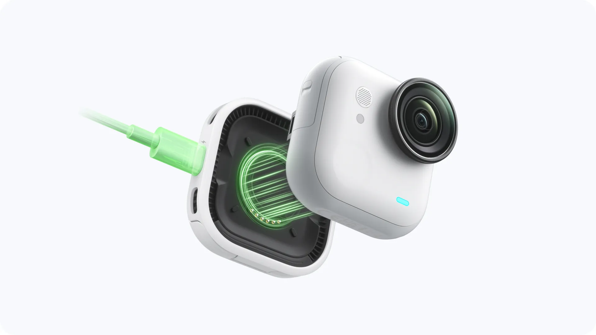 Cámara Insta360 GO Ultra acoplada al FOMO Flexi Mount